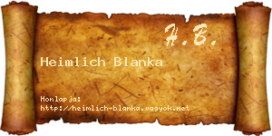 Heimlich Blanka névjegykártya